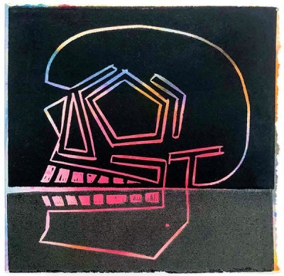 linocut on paper with watercolor
(monotype)
11" x 11"